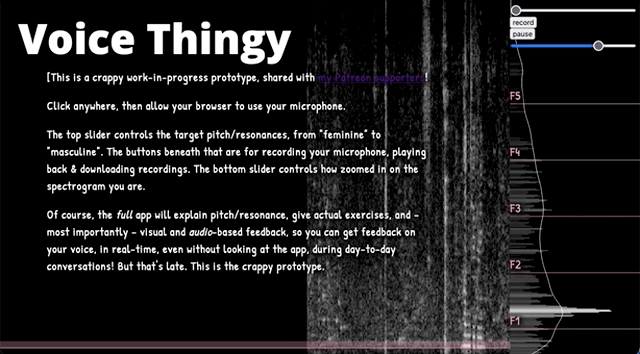 GIF of a spectrogram, with visual markers for target pitch & resonance.