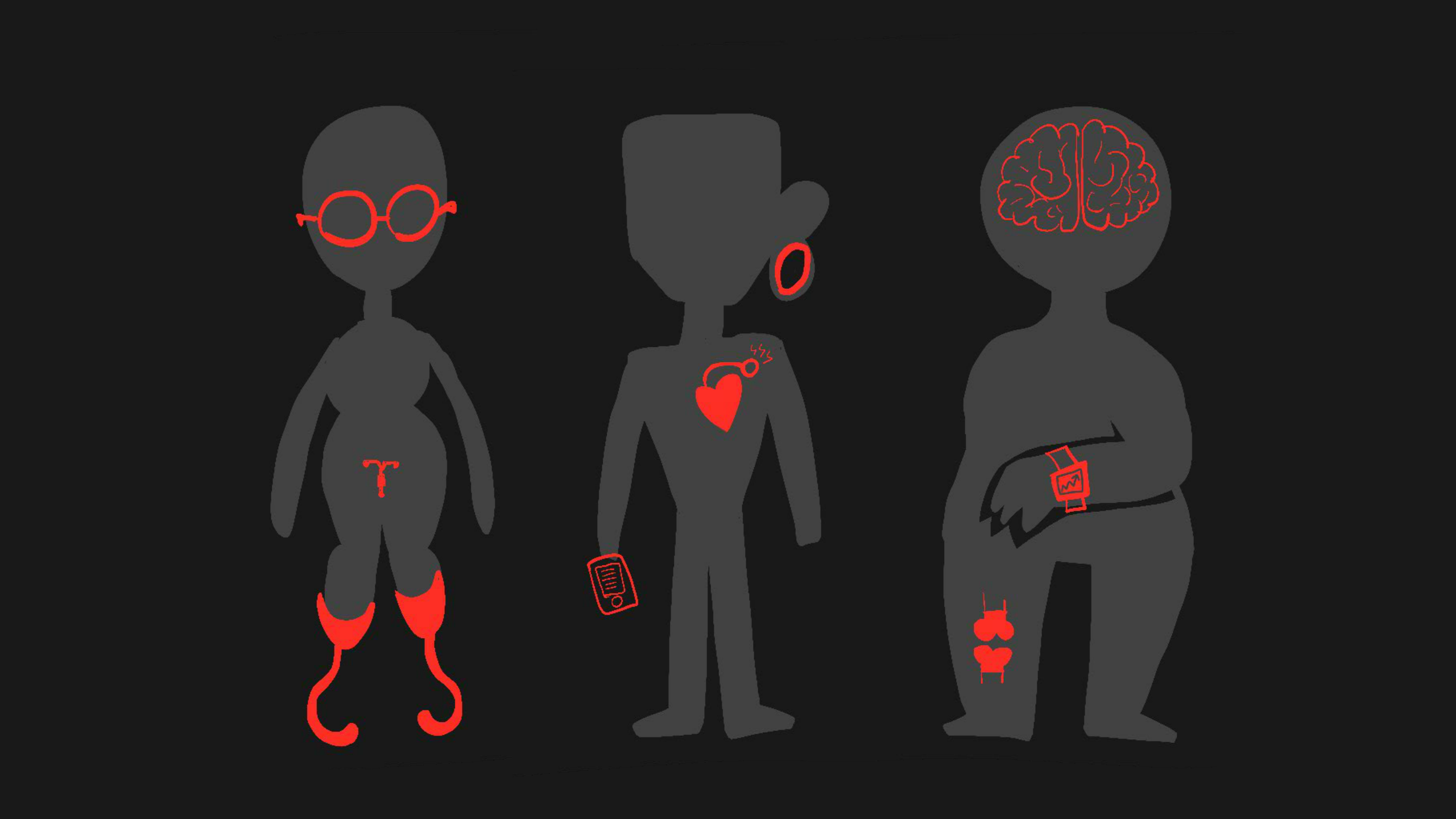 Drawing of the many tools we use to enhance our bodies