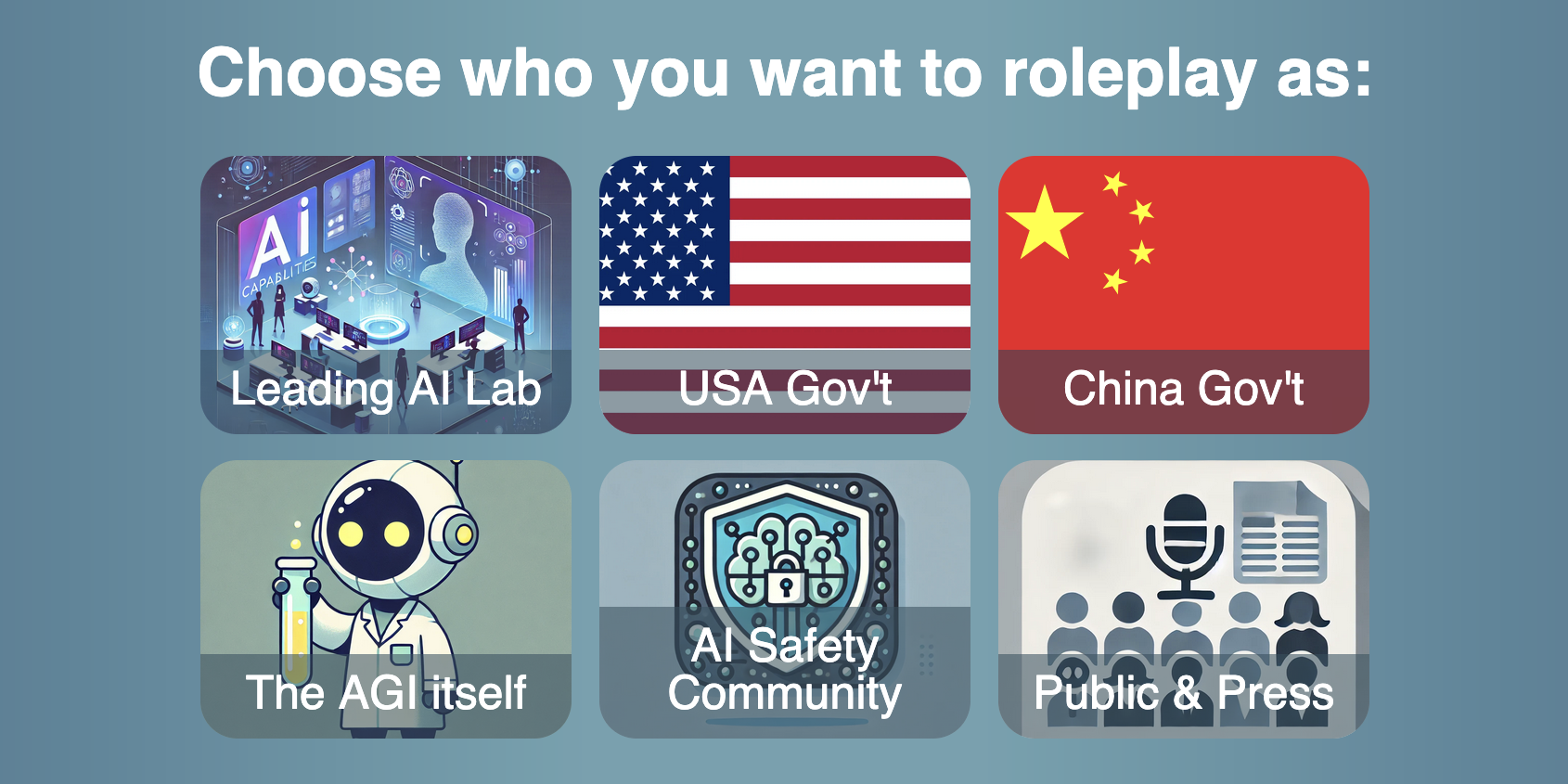 Screen: choose your character