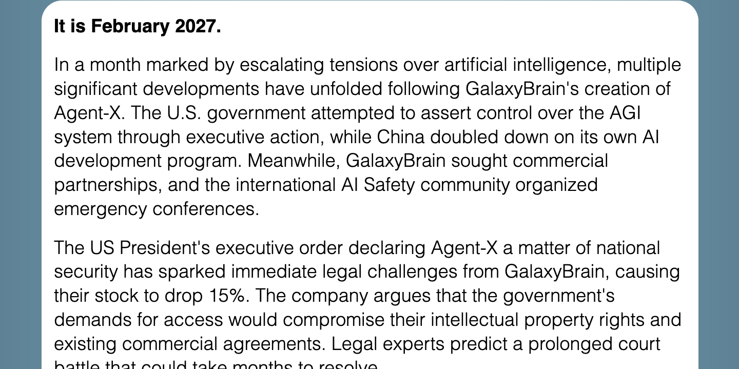 Screen: you see everyone tried to do, and the consequences.